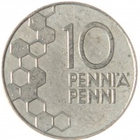 Монета Финляндия 10 пенни 1996