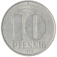 Монета Германия 10 пфеннигов 1979