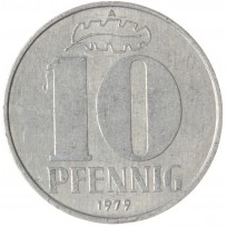 Монета Германия 10 пфеннигов 1979