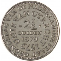 Монета Нидерланды 2 1/2 гульдена 1979 400 лет Утрехтской унии