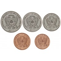 Сан-Томе и Принсипи набор 5 монет 10, 20, 50 сентимо и 1, 2 добра 2017