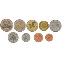 Малави набор 9 монет 1, 2, 5, 10, 20, 50 тамбала и 1, 5, 10 квача 1995 - 2006