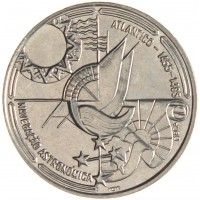 Монета Португалия 100 эскудо 1990 Золотой век открытий - Астронавигация