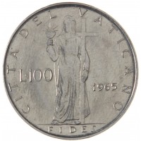 Монета Ватикан 100 лир 1965