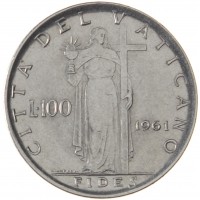 Монета Ватикан 100 лир 1961