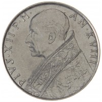 Монета Ватикан 100 лир 1956