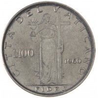 Монета Ватикан 100 лир 1960