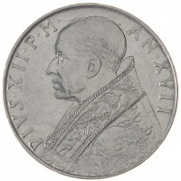 Монета Ватикан 100 лир 1955