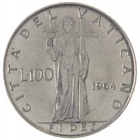 Монета Ватикан 100 лир 1964