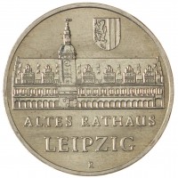 Монета ГДР 5 марок 1984 Старая Ратуша в Лейпциге