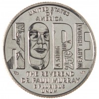 Монета США 25 центов 2024 Паули Мюррей