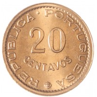 Монета Мозамбик 20 сентаво 1974