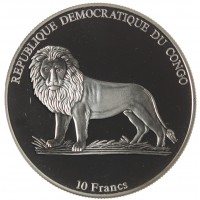 Монета Конго - ДРК 10 франков 2003 История автомобилестроения - Renault 1922