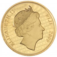 Монета Фиджи 1 доллар 2009 Великие животные мира - Карп кои Позолота