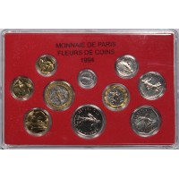Франция годовой набор 10 монет 1994 в буклете