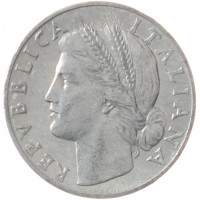 Монета Италия 1 лира 1948