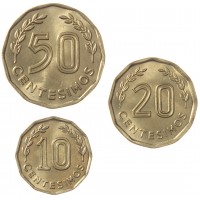 Уругвай набор 3 монеты 10, 20 и 50 сентесимо 1981