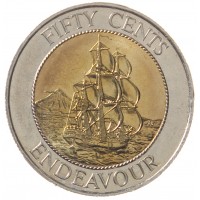 Монета Новая Зеландия 50 центов 1994 Эндевор