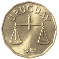 Монета Уругвай 50 сентесимо 1981