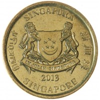 Монета Сингапур 5 центов 2013