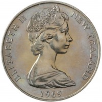 Монета Новая Зеландия 1 доллар 1969 200 лет путешествию Капитана Кука
