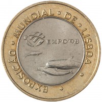 Монета Португалия 100 эскудо 1997 Лиссабон ЭКСПО 1998 - Дельфины