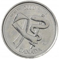 Монета Канада 25 центов 2000 Здоровье