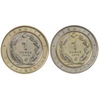 Турция набор 24 монеты 1 куруш 2019 Птицы Анатолии - тип А и В