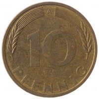 Монета Германия 10 пфеннигов 1995 А