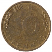 Монета Германия 10 пфеннигов 1995 А