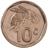 Монета ЮАР 10 центов 2023
