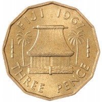 Монета Фиджи 3 пенса 1967