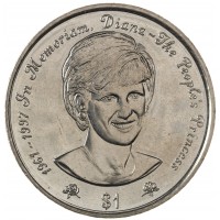 Монета Ниуэ 1 доллар 1997 В память о Принцессе Диане