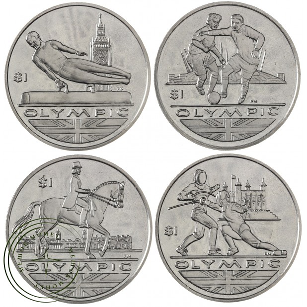 Британские Виргинские острова набор 4 монеты 1 доллар 2012 XXX летние Олимпийские Игры в Лондоне 2012