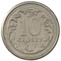 Монета Польша 10 грошей 1992