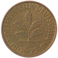 Монета Германия 5 пфеннигов 1972 J