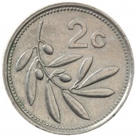 Монета Мальта 2 цента 1991