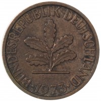 Монета Германия 5 пфеннигов 1973 J