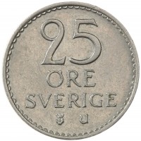 Монета Швеция 25 эре 1973