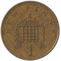 Монета Великобритания 1 новый пенни 1979