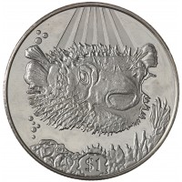 Монета Британские Виргинские острова 1 доллар 2019 Рыба-дикобраз