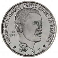 Монета Вануату 10 вату 2009 Президент США - Барак Обама