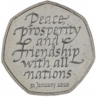 Монета Великобритания 50 пенсов 2020 Выход Великобритании из Европейского союза