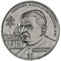 Монета Сьерра-Леоне 1 доллар 2005 Бенедикт XVI