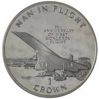 Монета Либерия 1 доллар 1994 25 лет первому полёту Конкорда