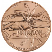Монета Франция 1/4 евро 2021 XXXIII летние Олимпийские игры в Париже 2024 - Плавание