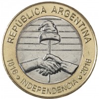 Монета Аргентина 2 песо 2016 200 лет Независимости