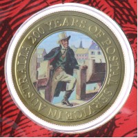 Монета Австралия 1 доллар 2009 200 лет почте в буклете