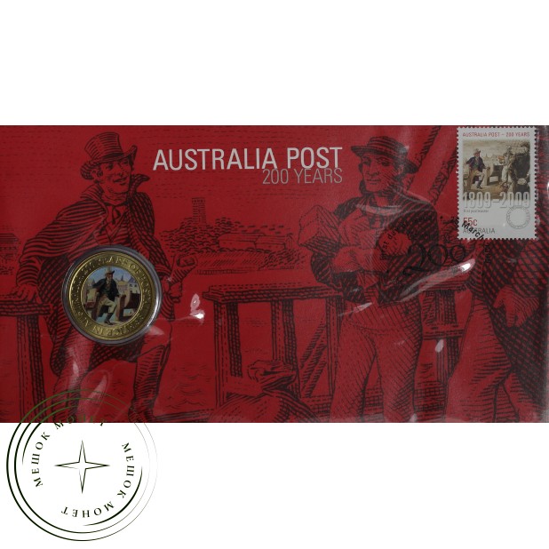 Австралия 1 доллар 2009 200 лет почте в буклете