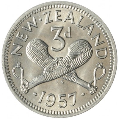 Монета Новая Зеландия 3 пенса 1957